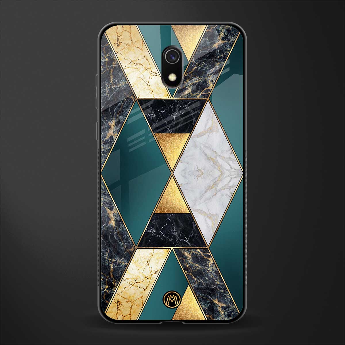 cadmium gold marble glass case for redmi 8a image