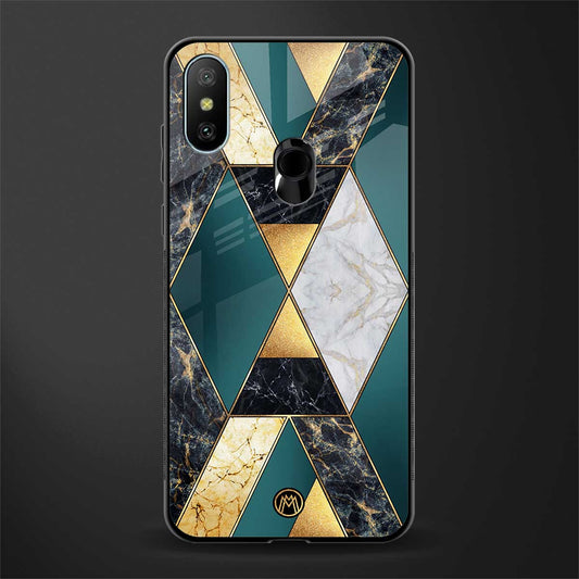 cadmium gold marble glass case for redmi 6 pro image