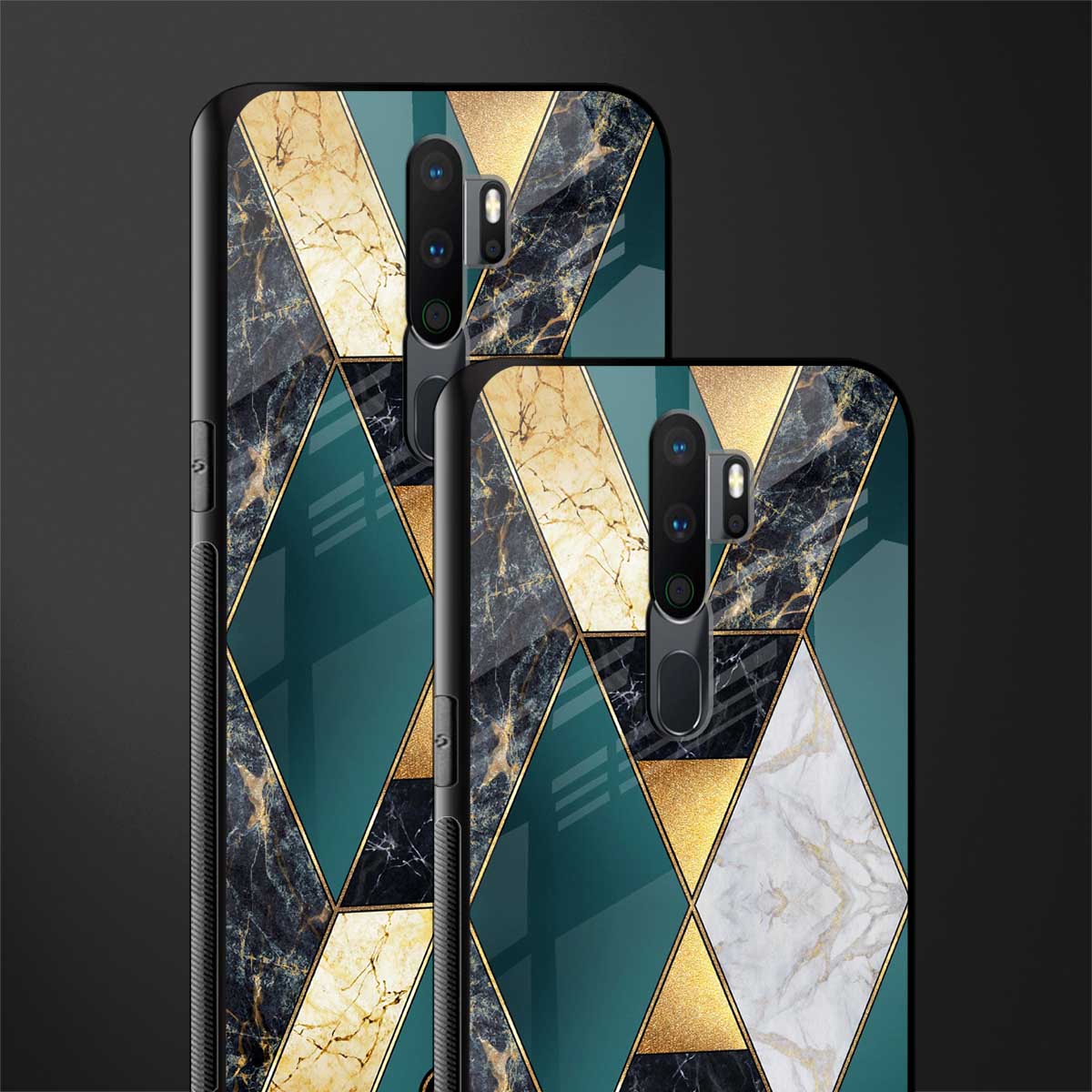 cadmium gold marble glass case for oppo a5 2020 image-2