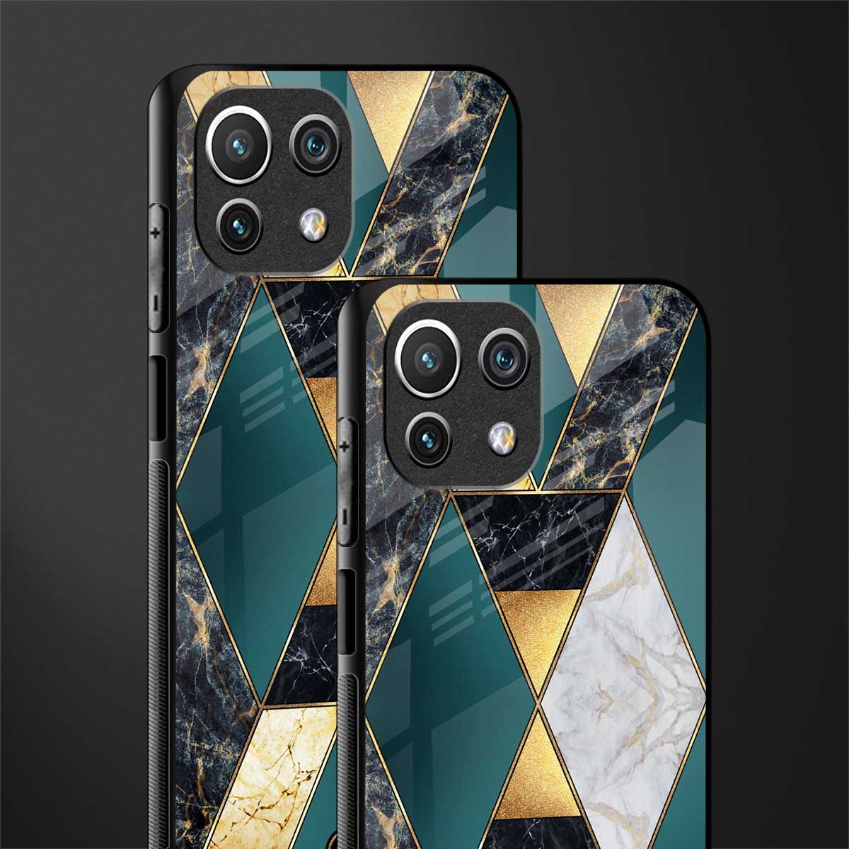 cadmium gold marble glass case for mi 11 lite image-2