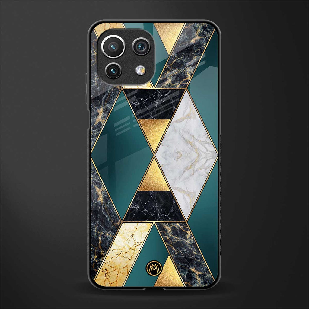 cadmium gold marble glass case for mi 11 lite image