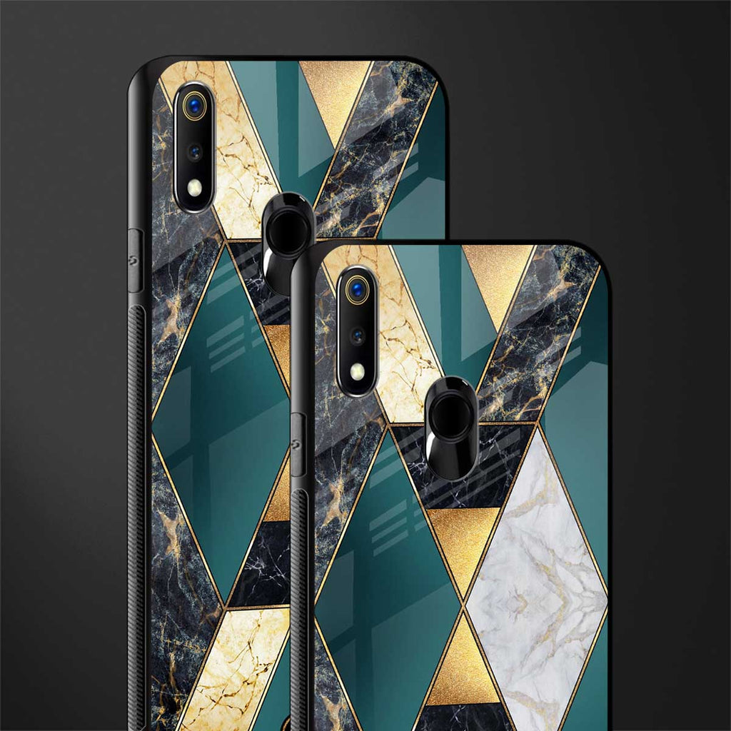 cadmium gold marble glass case for realme 3 pro image-2
