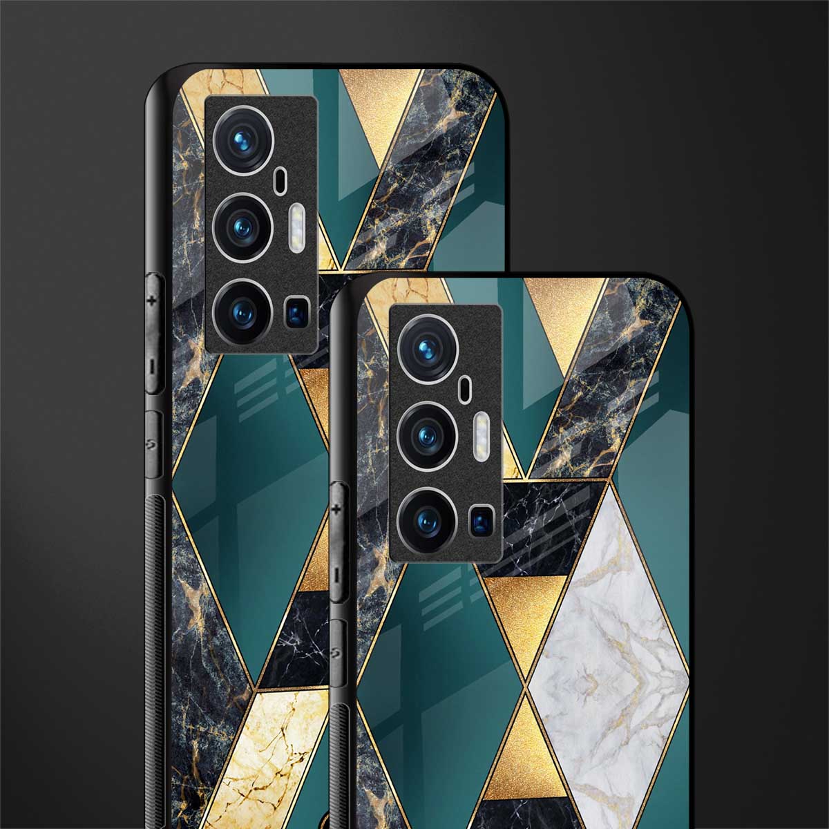 cadmium gold marble glass case for vivo x70 pro plus image-2