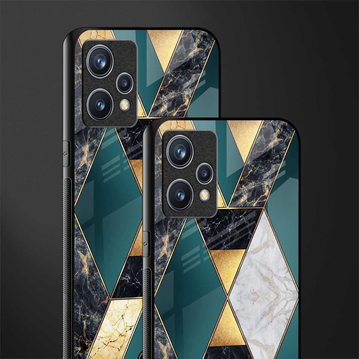 cadmium gold marble glass case for realme 9 pro plus 5g image-2