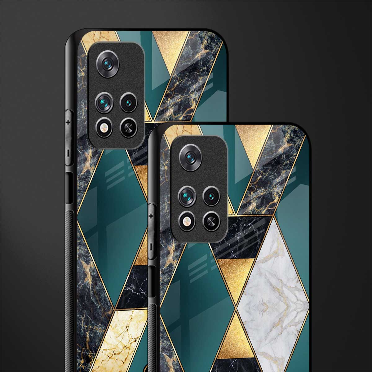 cadmium gold marble glass case for xiaomi 11i 5g image-2
