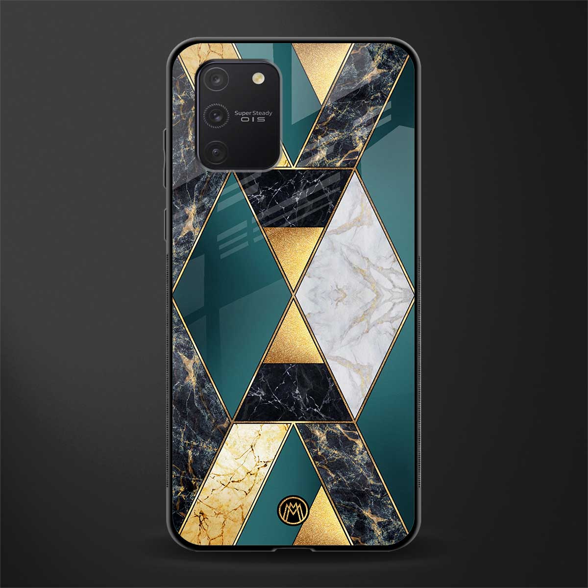 cadmium gold marble glass case for samsung galaxy a91 image