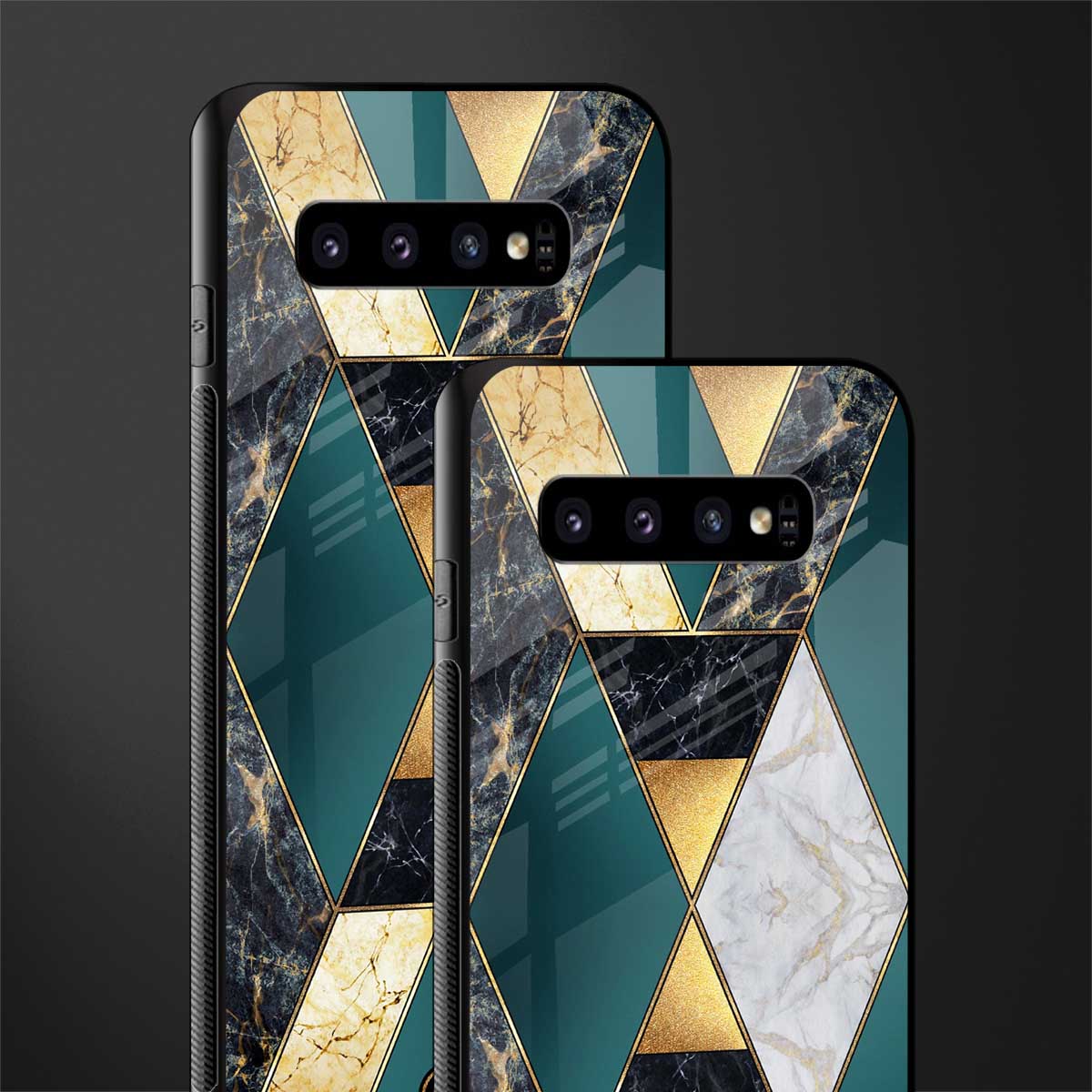 cadmium gold marble glass case for samsung galaxy s10 plus image-2