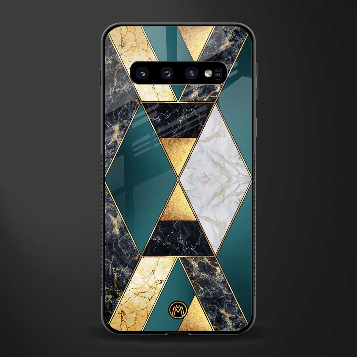 cadmium gold marble glass case for samsung galaxy s10 plus image