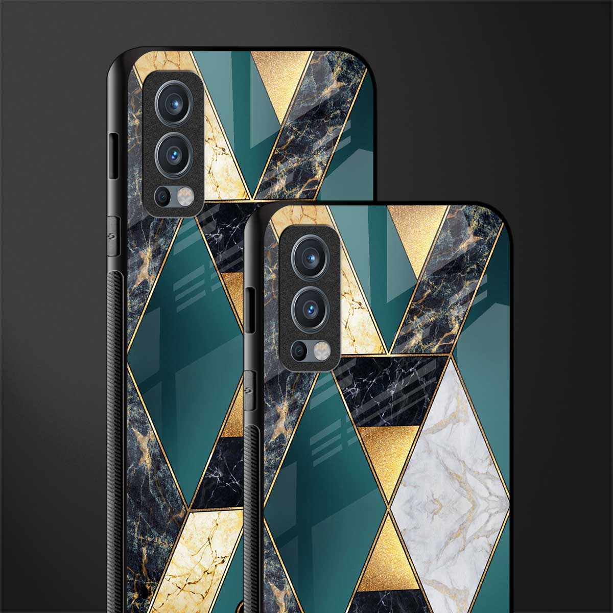 cadmium gold marble glass case for oneplus nord 2 5g image-2