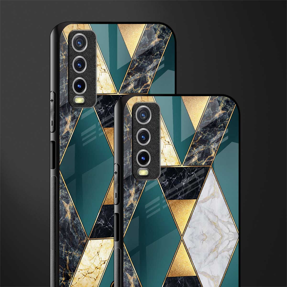 cadmium gold marble glass case for vivo y20 image-2