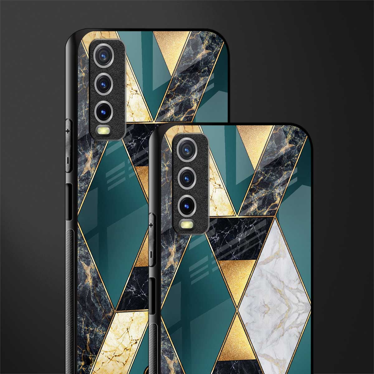 cadmium gold marble glass case for vivo y12s image-2