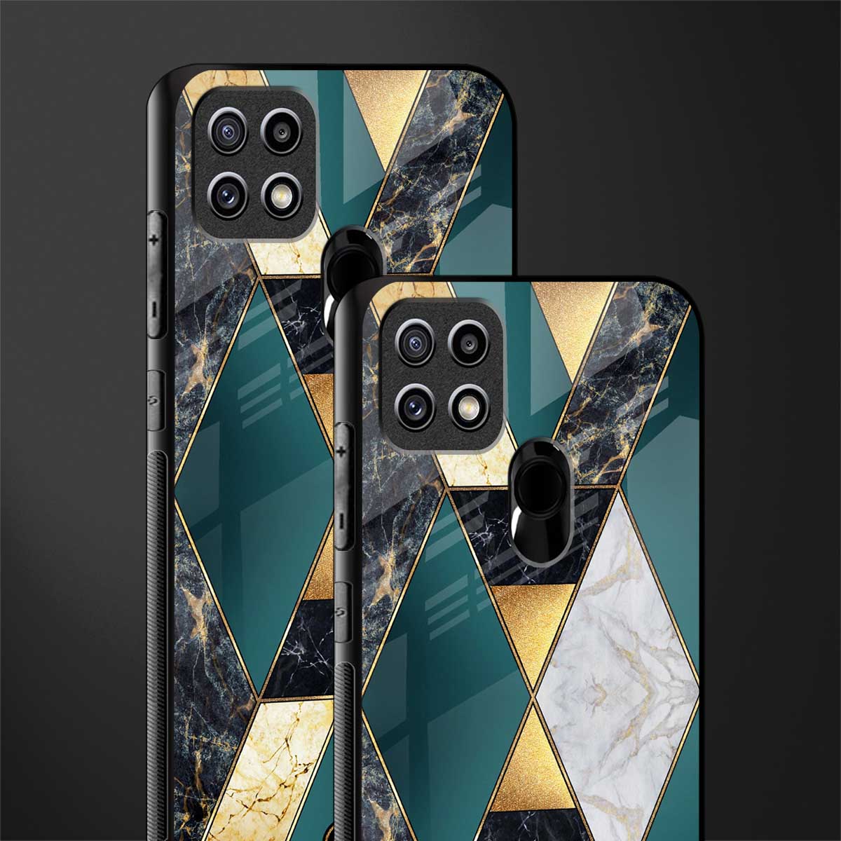 cadmium gold marble glass case for oppo a15s image-2
