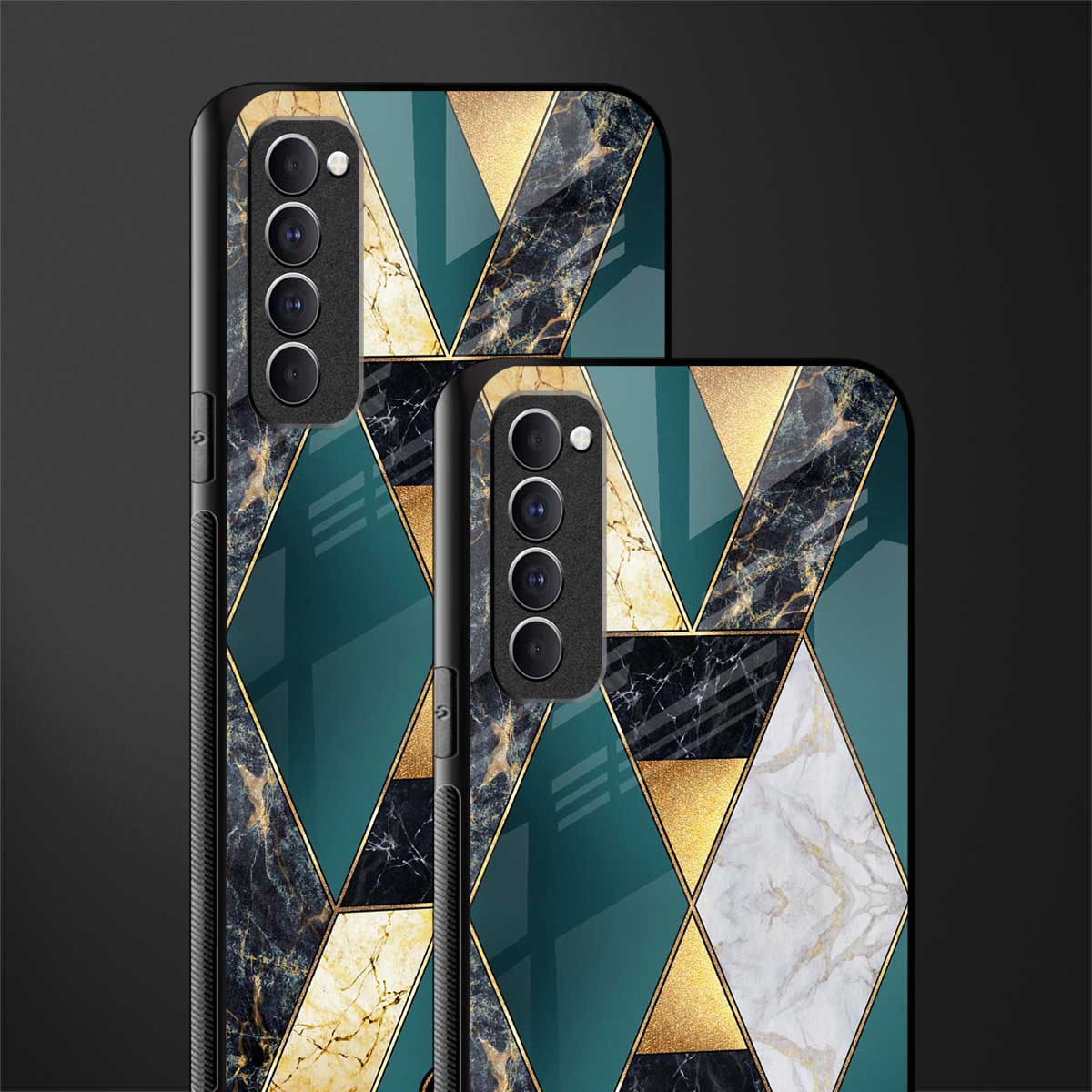 cadmium gold marble glass case for oppo reno 4 pro image-2