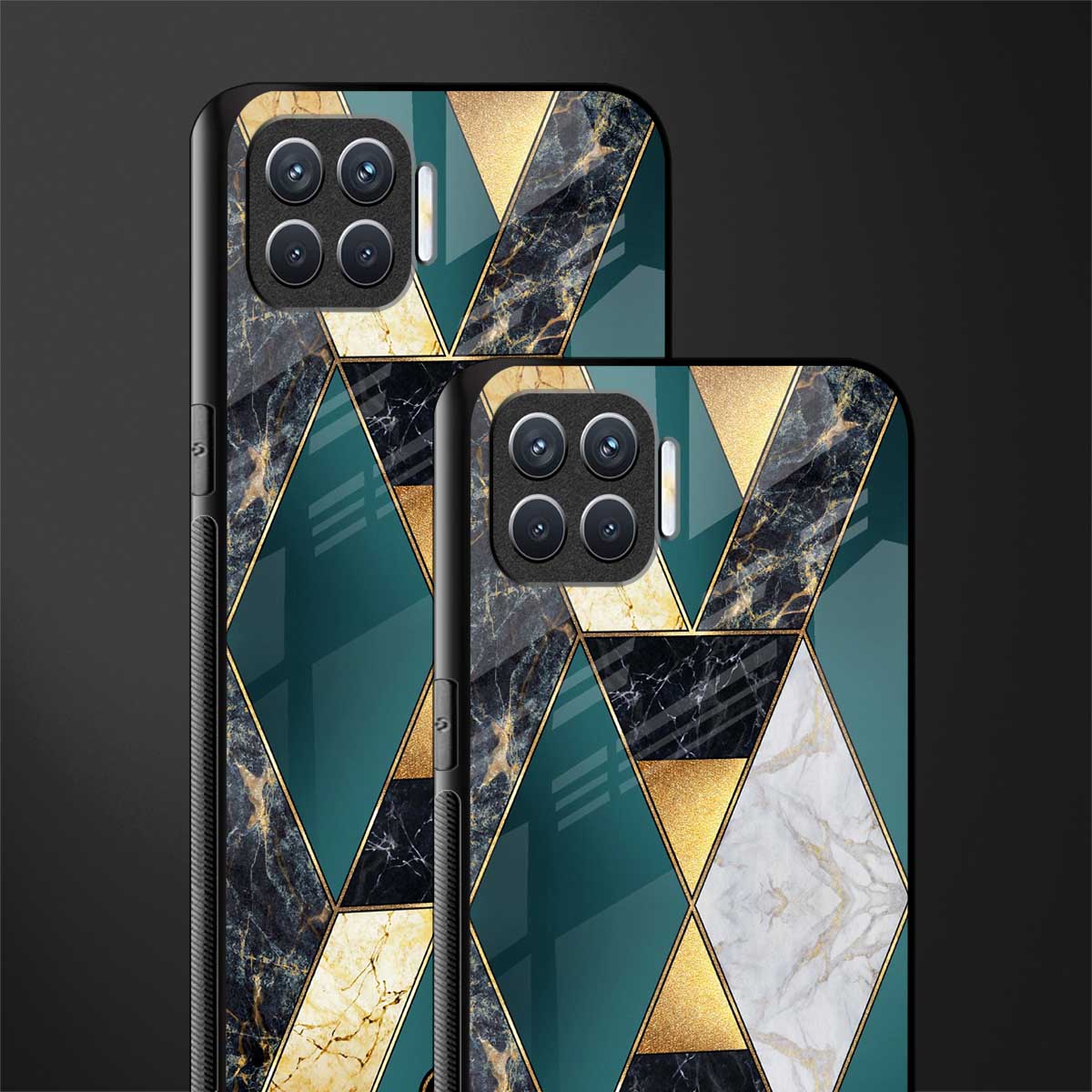 cadmium gold marble glass case for oppo f17 image-2