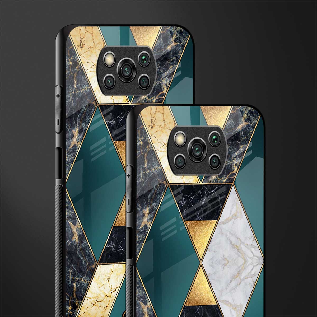 cadmium gold marble glass case for poco x3 pro image-2
