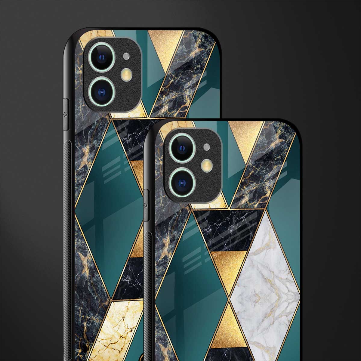 cadmium gold marble glass case for iphone 12 mini image-2