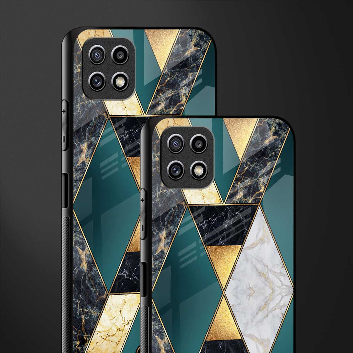 cadmium gold marble glass case for samsung galaxy a22 5g image-2