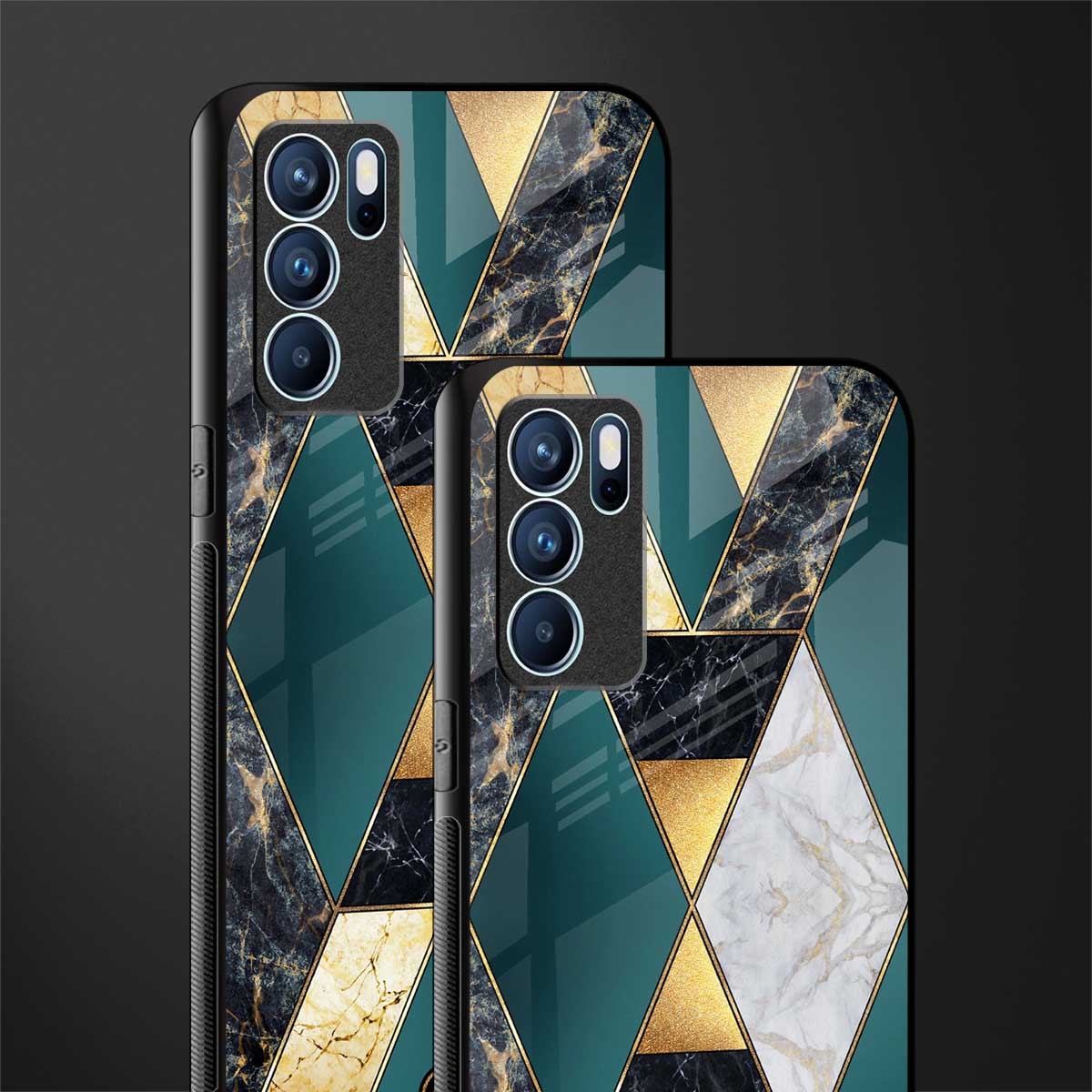 cadmium gold marble glass case for oppo reno6 pro 5g image-2