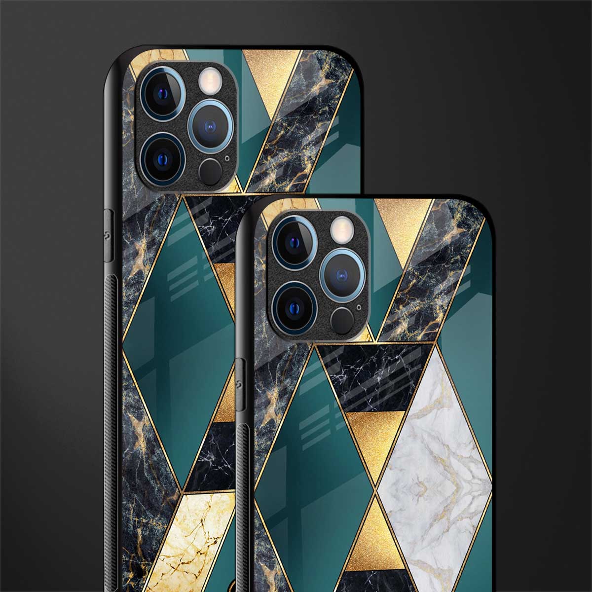 cadmium gold marble glass case for iphone 12 pro max image-2