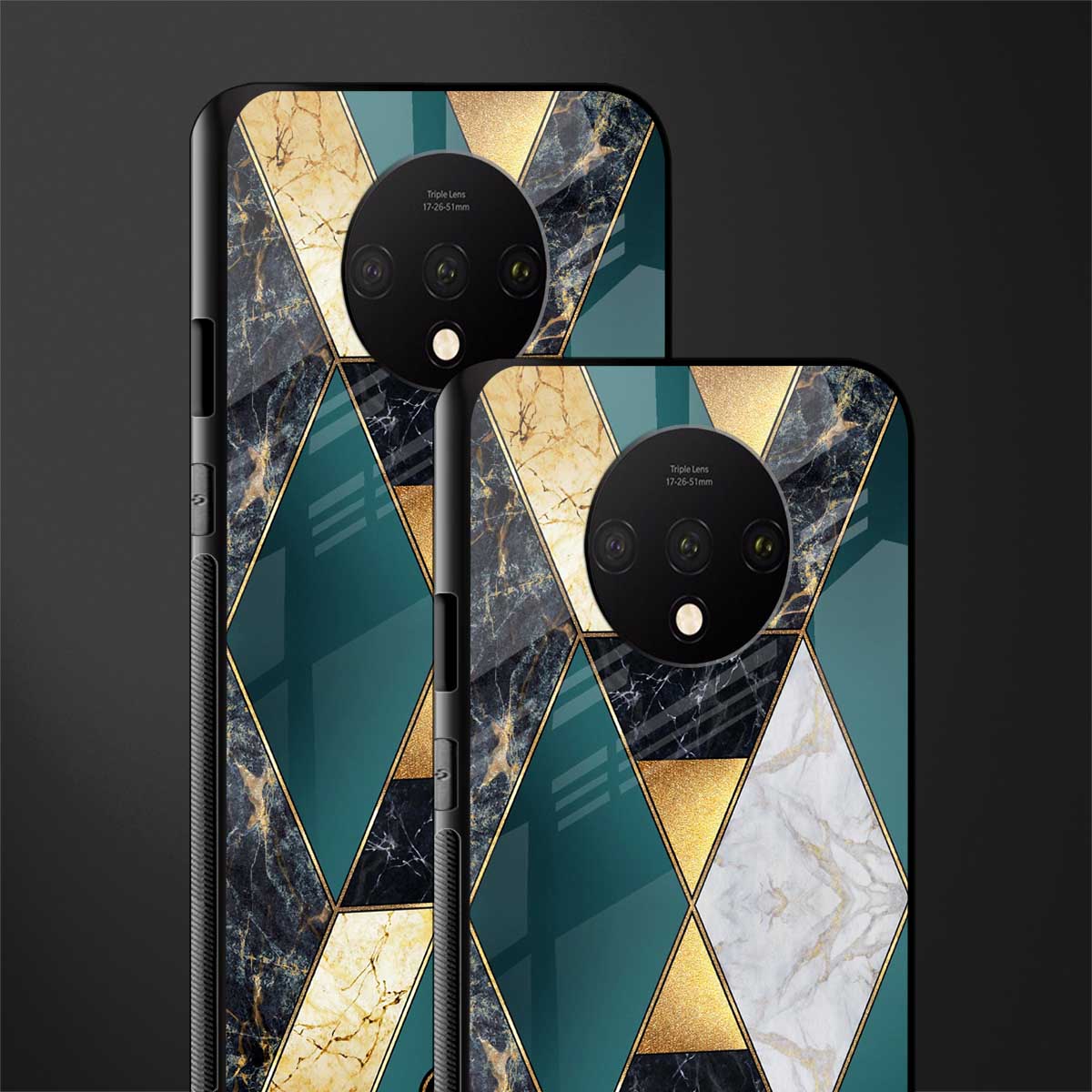 cadmium gold marble glass case for oneplus 7t image-2
