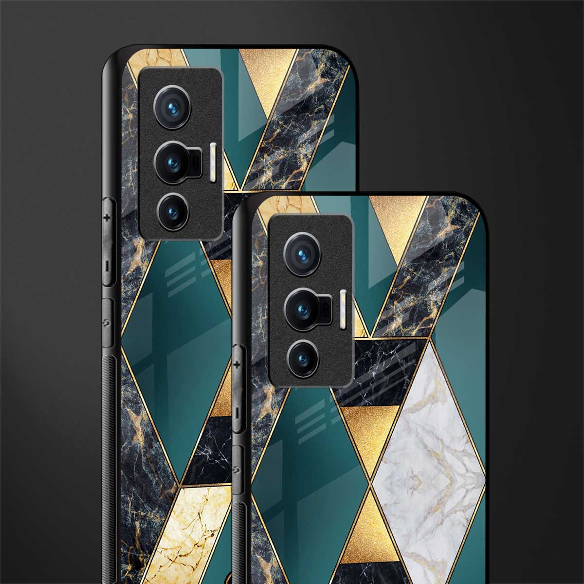 cadmium gold marble glass case for vivo x70 image-2