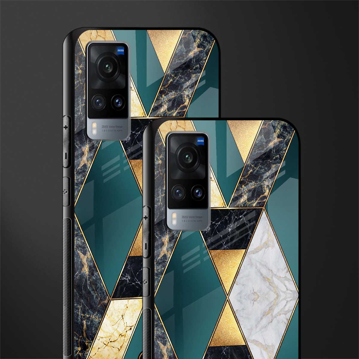 cadmium gold marble glass case for vivo x60 image-2