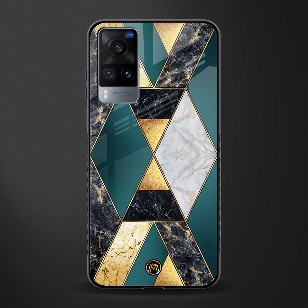cadmium gold marble glass case for vivo x60 image