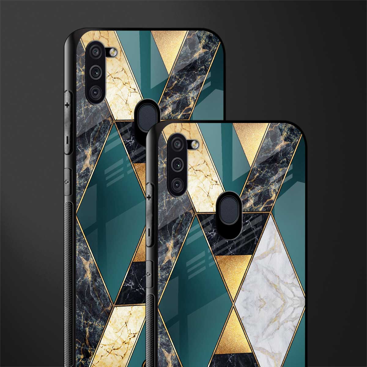 cadmium gold marble glass case for samsung galaxy m11 image-2