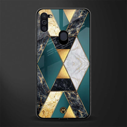 cadmium gold marble glass case for samsung galaxy m11 image