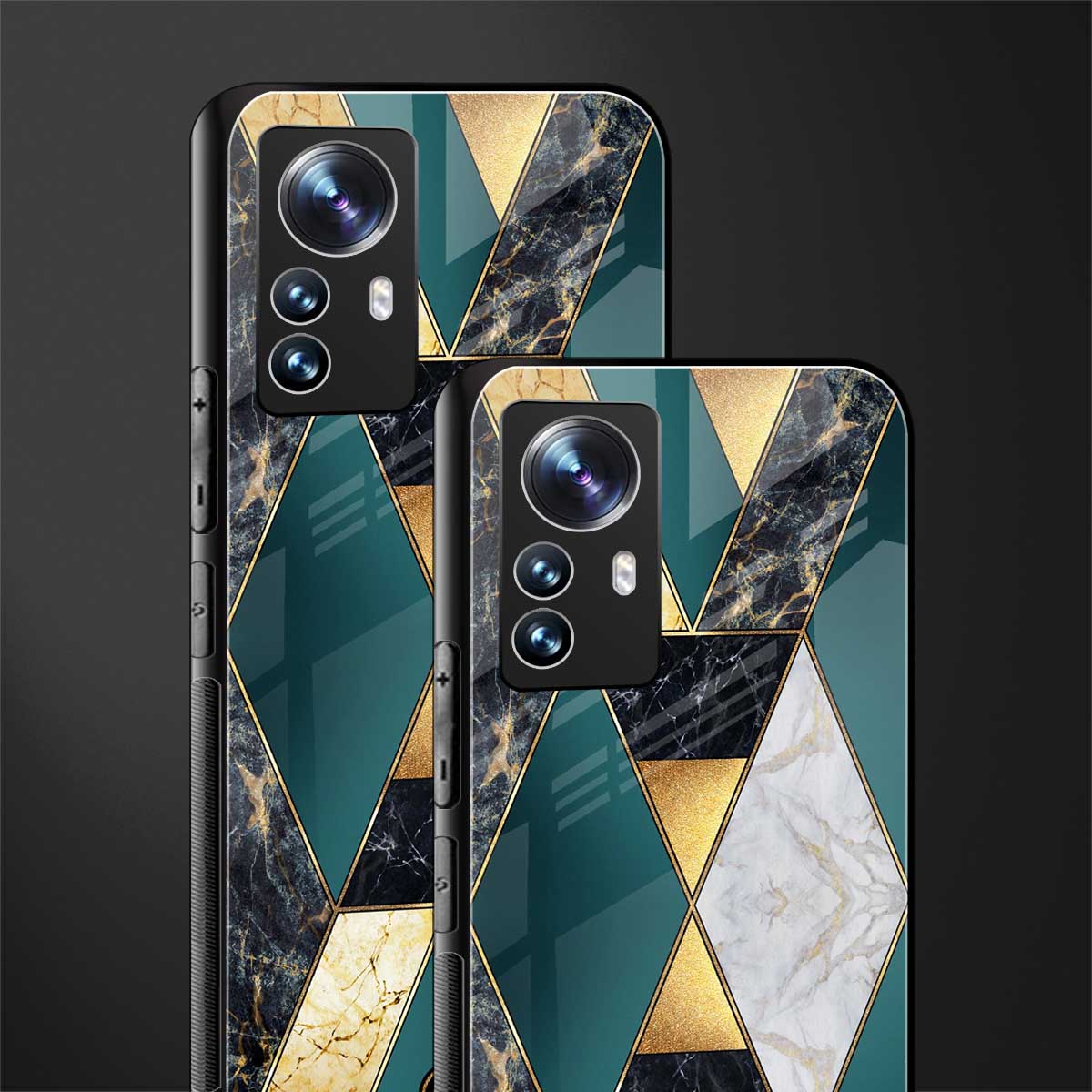 cadmium gold marble back phone cover | glass case for xiaomi 12 pro