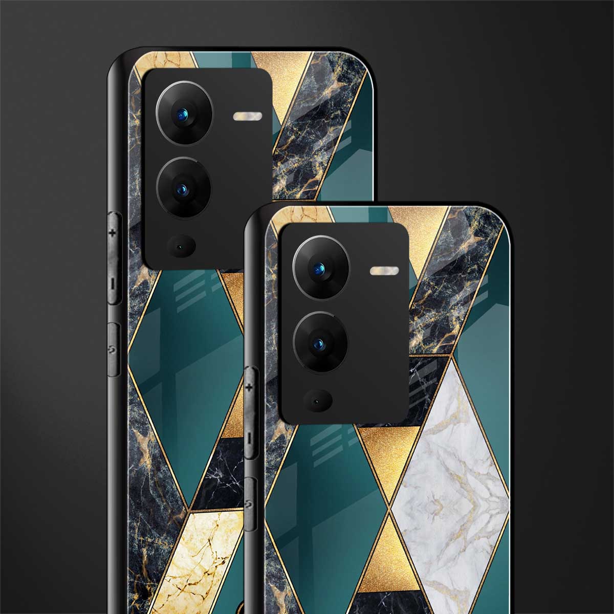 cadmium gold marble back phone cover | glass case for vivo v25 pro 5g