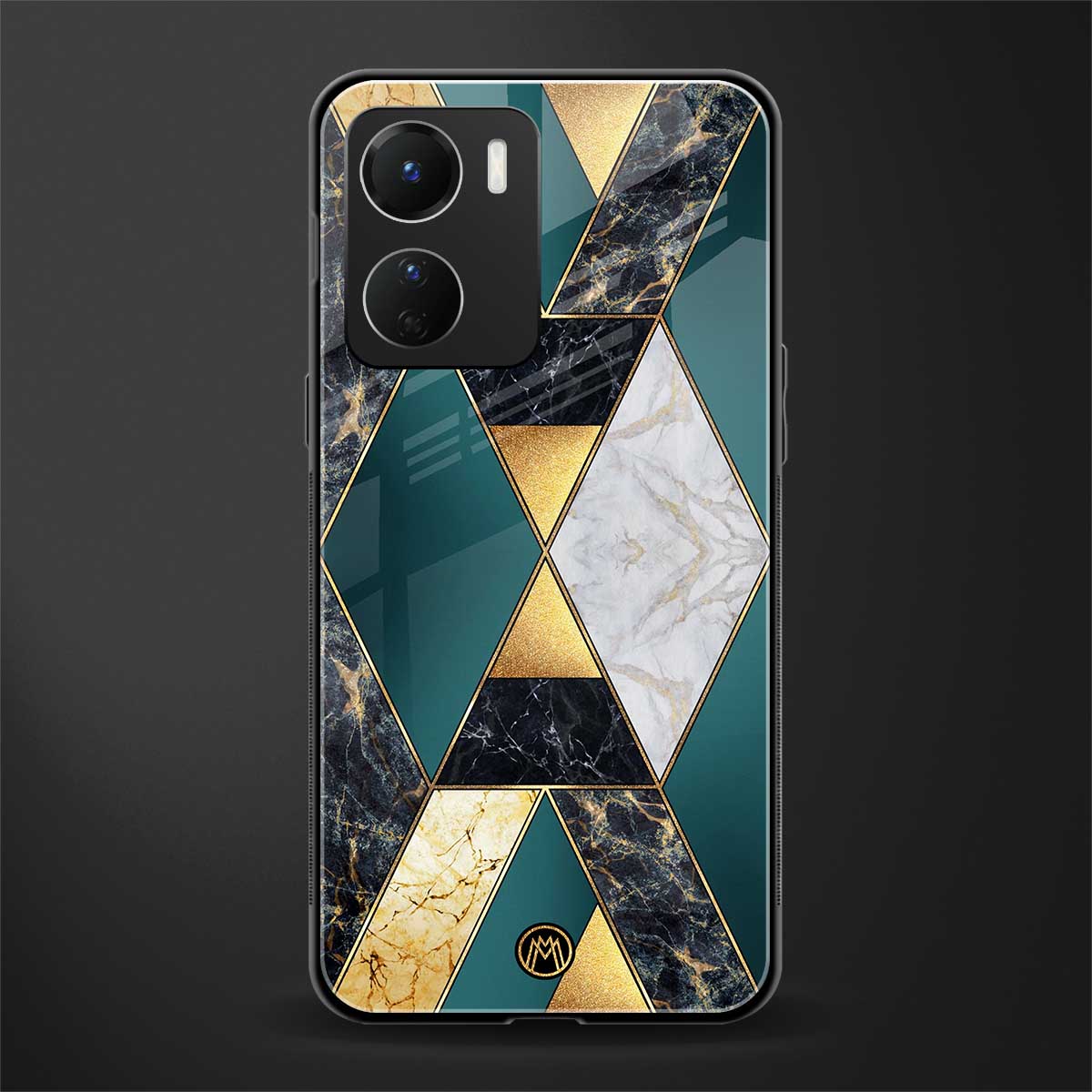cadmium gold marble back phone cover | glass case for vivo y16