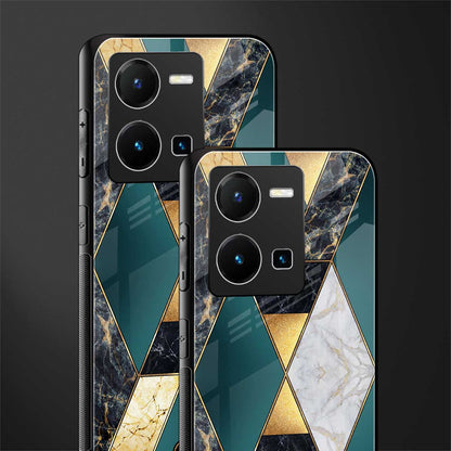 cadmium gold marble back phone cover | glass case for vivo y35 4g