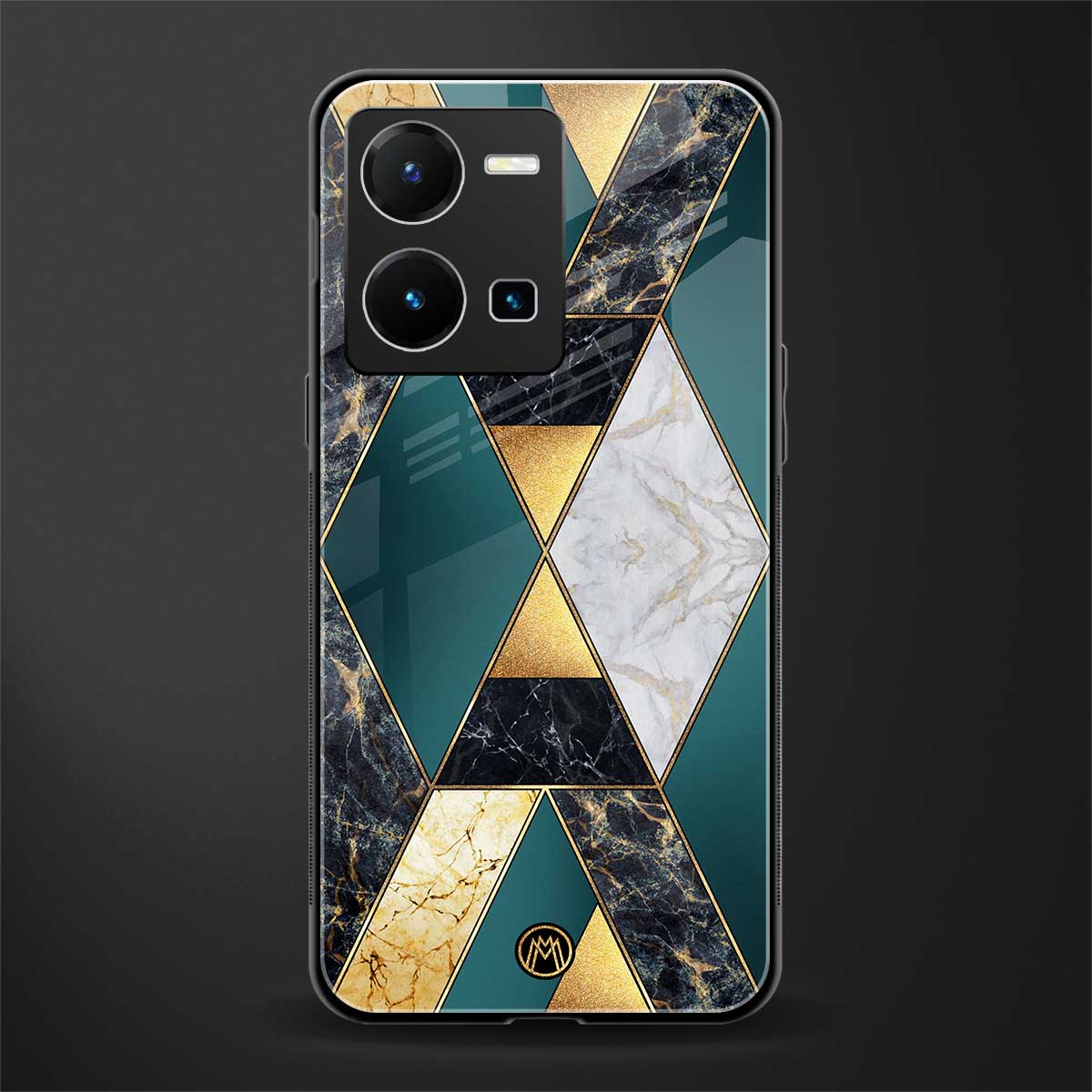 cadmium gold marble back phone cover | glass case for vivo y35 4g