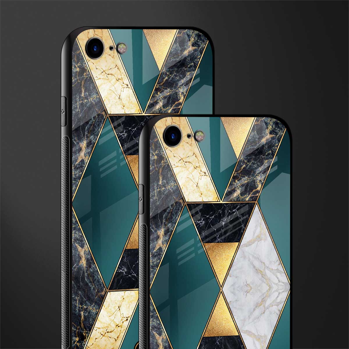 cadmium gold marble glass case for iphone se 2020 image-2