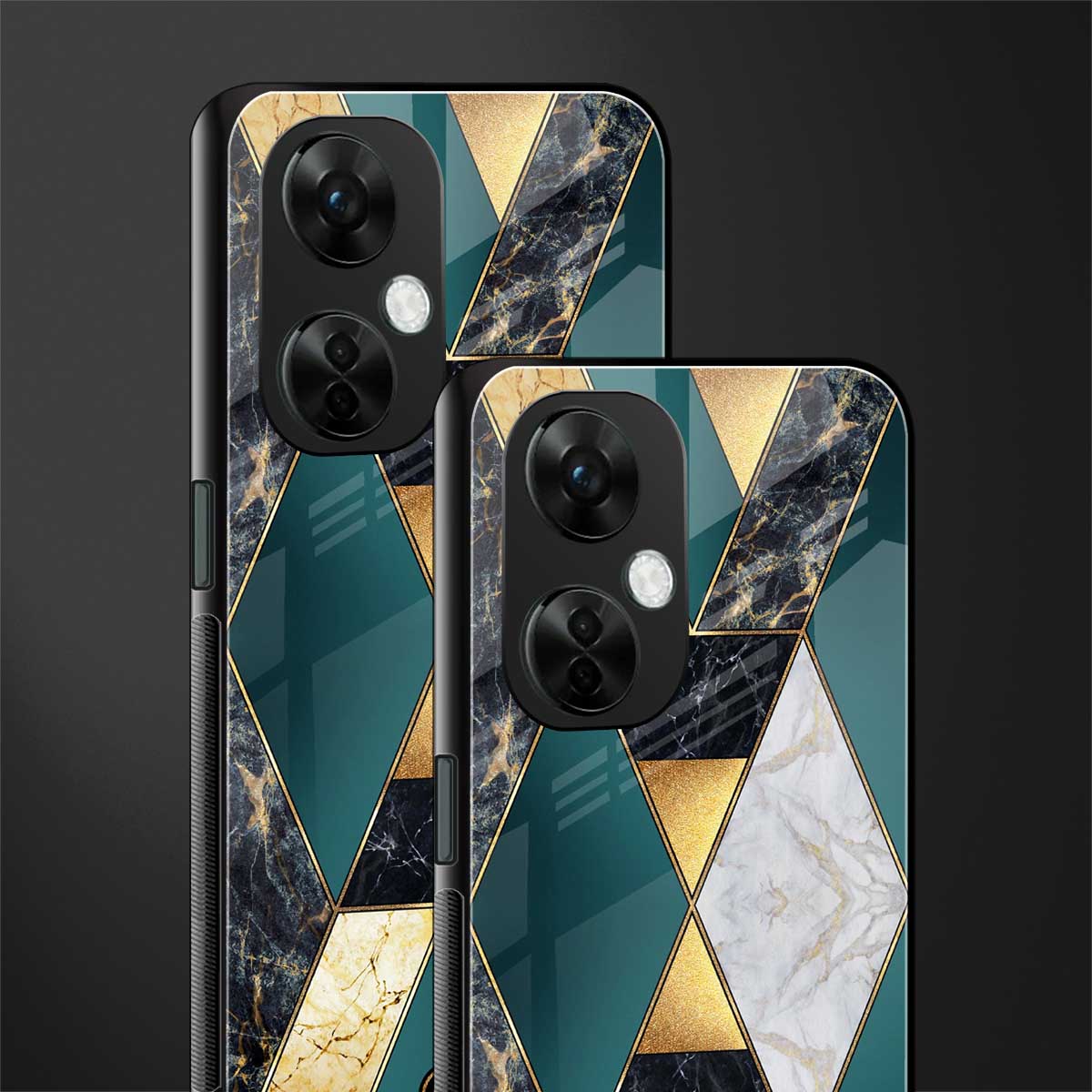 cadmium gold marble back phone cover | glass case for oneplus nord ce 3 lite