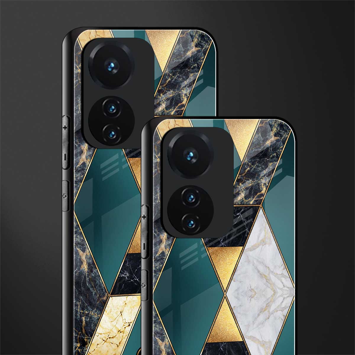 cadmium gold marble back phone cover | glass case for vivo t1 44w 4g