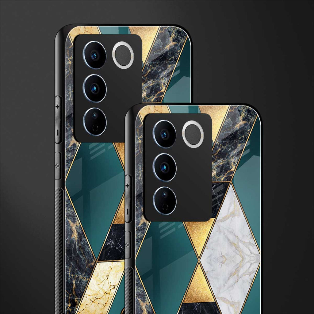 cadmium gold marble back phone cover | glass case for vivo v27 pro 5g