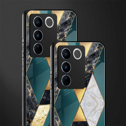 cadmium gold marble back phone cover | glass case for vivo v27 pro 5g