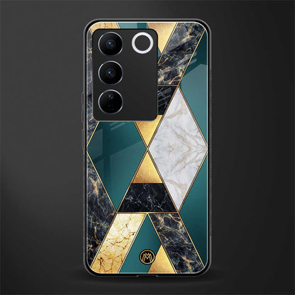 cadmium gold marble back phone cover | glass case for vivo v27 pro 5g