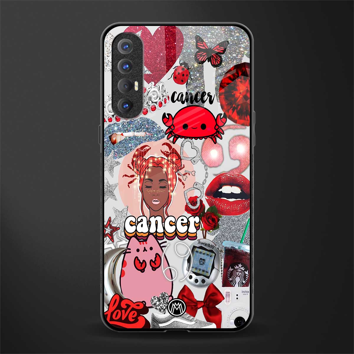 cancer aesthetic collage glass case for oppo reno 3 pro image