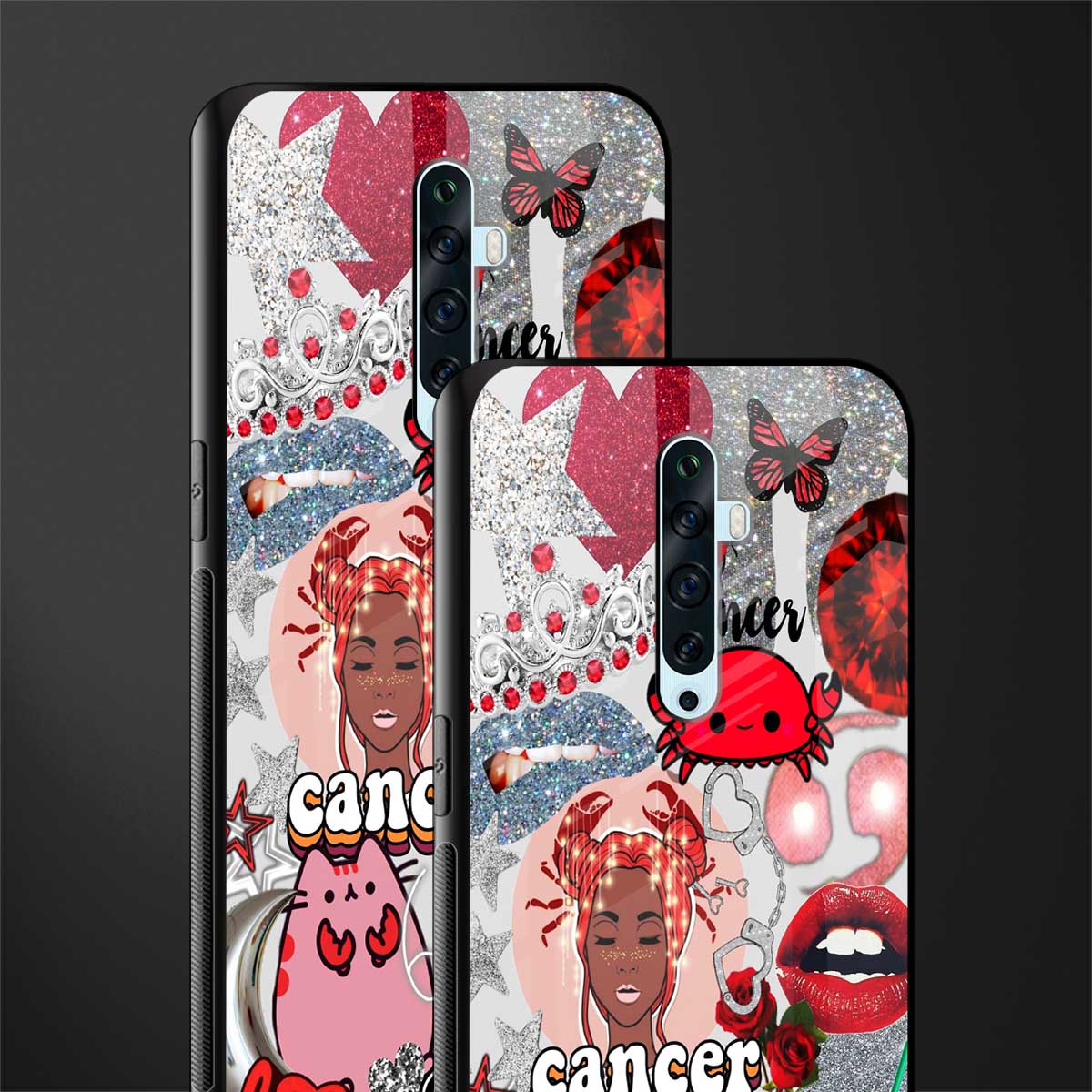 cancer aesthetic collage glass case for oppo reno 2z image-2