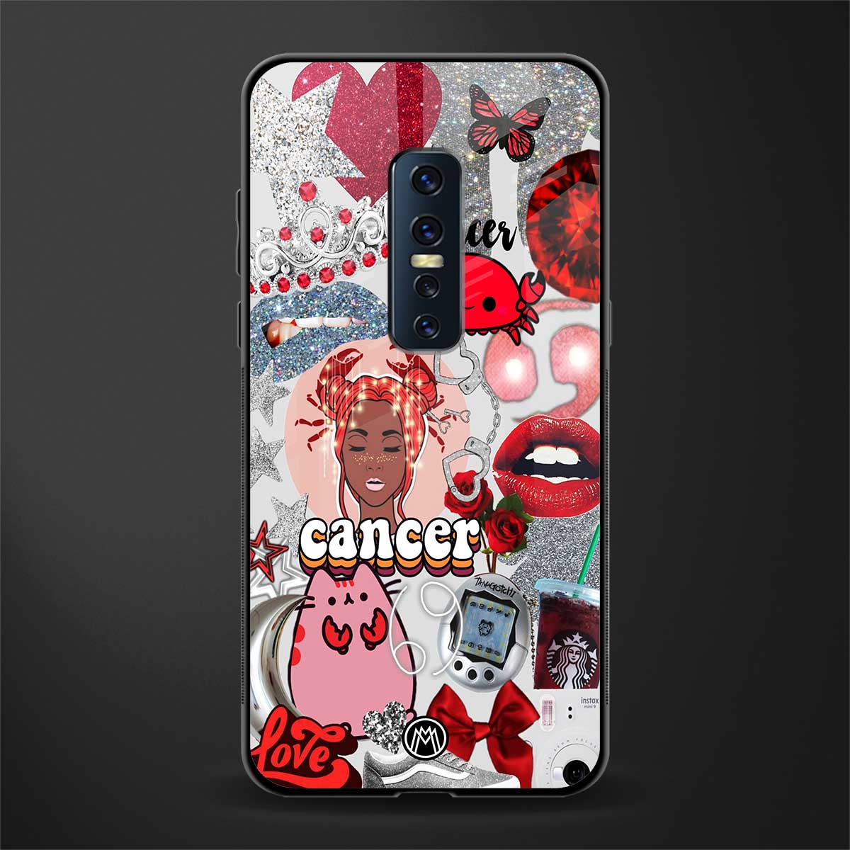 cancer aesthetic collage glass case for vivo v17 pro image