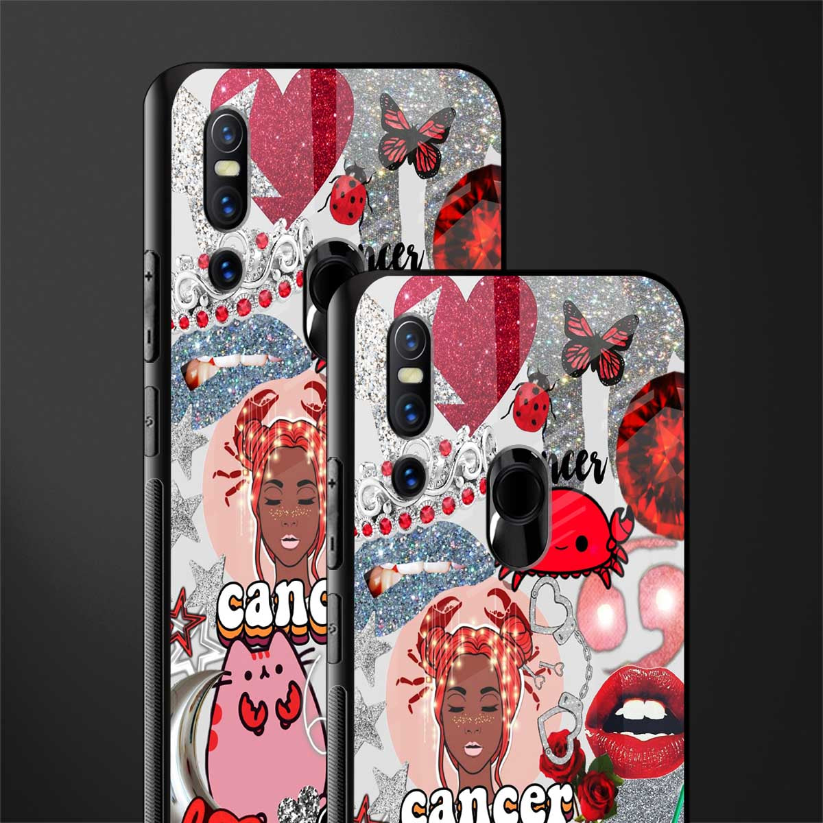 cancer aesthetic collage glass case for vivo v15 image-2