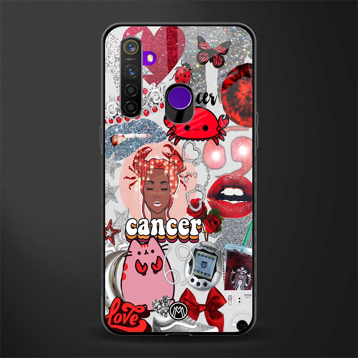 cancer aesthetic collage glass case for realme 5 image
