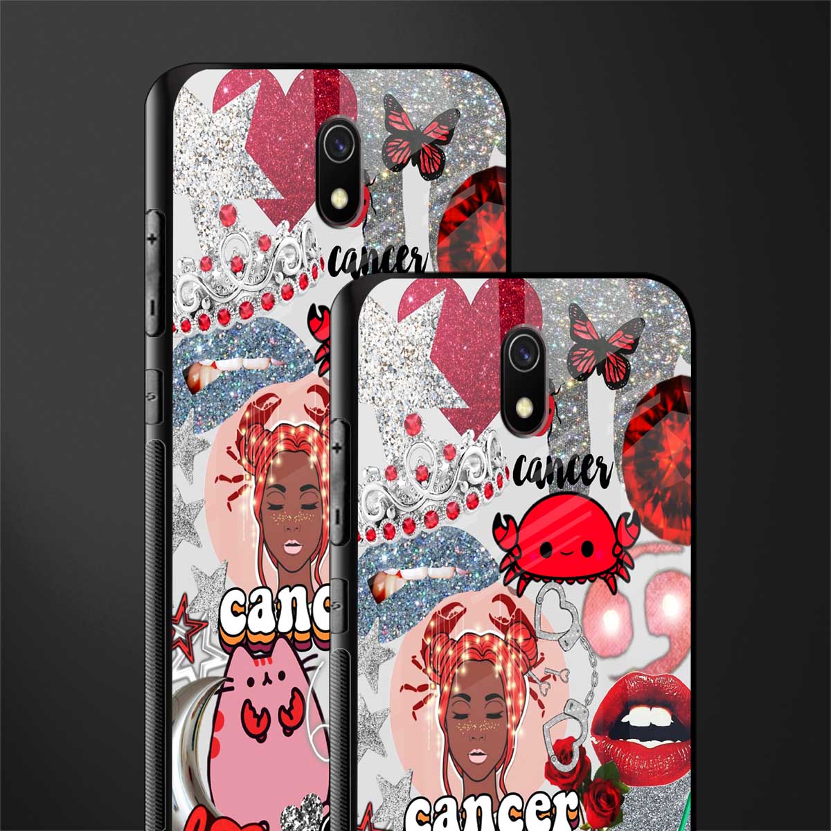 cancer aesthetic collage glass case for redmi 8a image-2