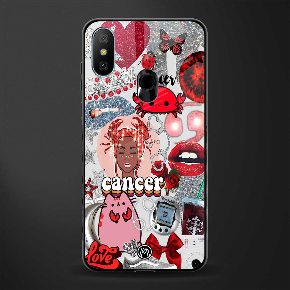 cancer aesthetic collage glass case for redmi 6 pro image