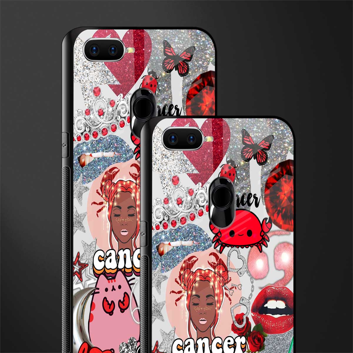 cancer aesthetic collage glass case for oppo a7 image-2