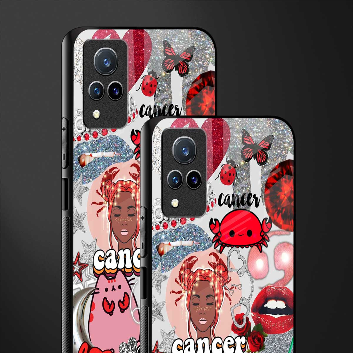 cancer aesthetic collage glass case for vivo v21 5g image-2