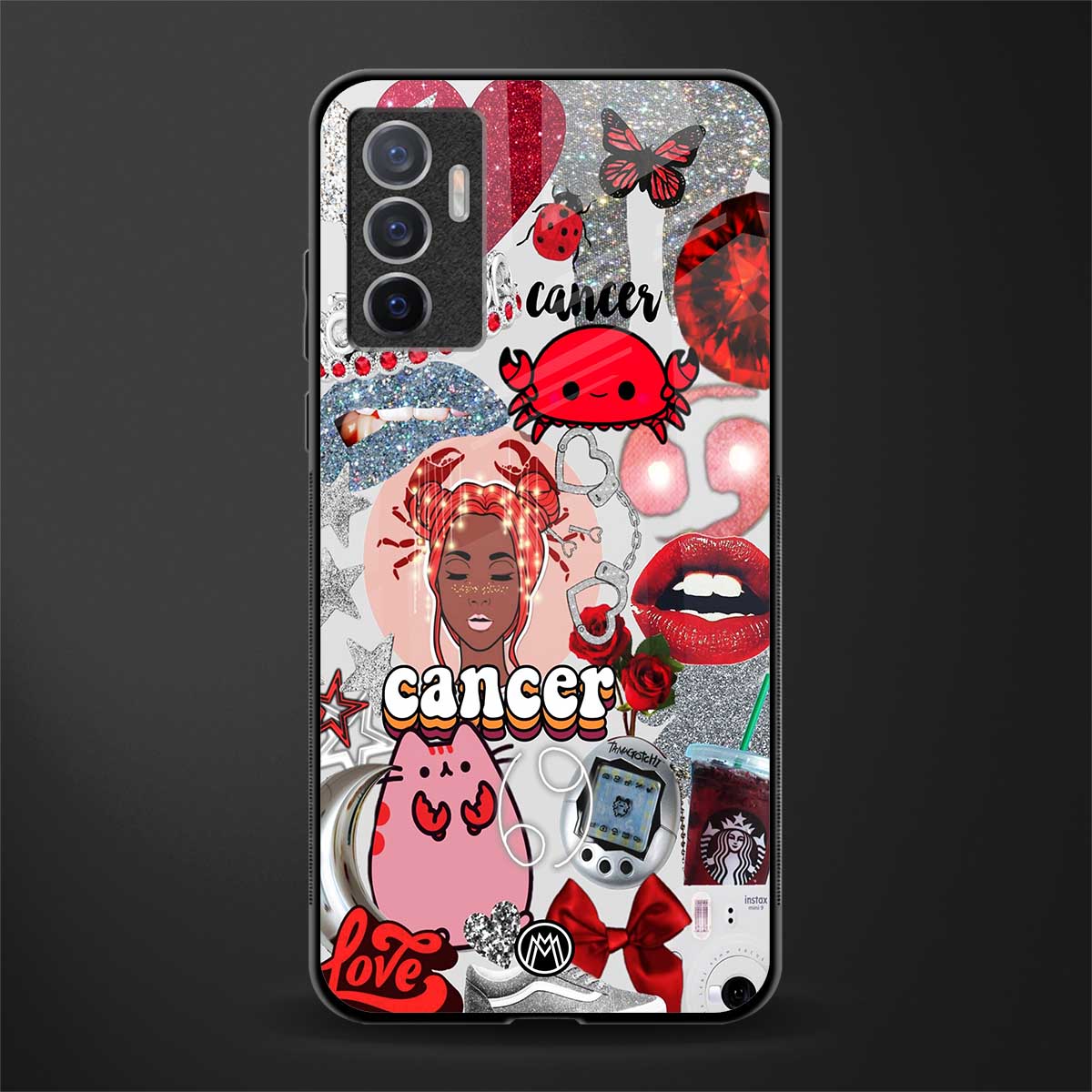 cancer aesthetic collage glass case for vivo v23e image